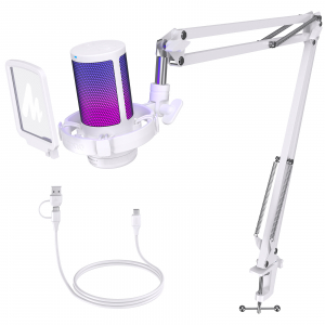 Maono DGM20S USB Streamer/Gamer Mikrofon Kit RGB - Feh&eacute;r (DGM20S white)