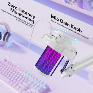 Maono DGM20S USB Streamer/Gamer Mikrofon Kit RGB - Feh&eacute;r (DGM20S white)