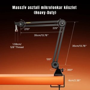 Maono PD200WS Hybrid Vezet&eacute;k N&eacute;lk&uuml;li Podcast Mikrofon RGB + Tart&oacute;kar Kit - Fekete (PD200WS black)