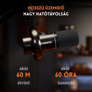 Maono PD200WS Hybrid Vezet&eacute;k N&eacute;lk&uuml;li Podcast Mikrofon RGB + Tart&oacute;kar Kit - Fekete (PD200WS black)