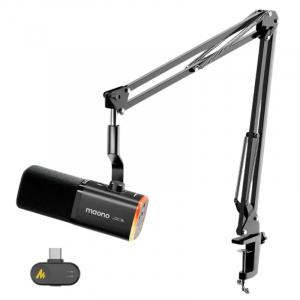 Maono PD100WS Vezet&eacute;k N&eacute;lk&uuml;li Streamer Mikrofon RGB + Tart&oacute;kar Kit- Fekete (PD100WS black)