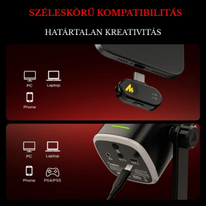 Maono PD100WS Vezet&eacute;k N&eacute;lk&uuml;li Streamer Mikrofon RGB + Tart&oacute;kar Kit- Fekete (PD100WS black)