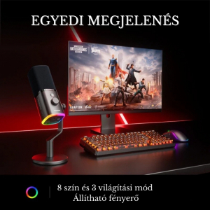 Maono PD100WS Vezet&eacute;k N&eacute;lk&uuml;li Streamer Mikrofon RGB + Tart&oacute;kar Kit- Fekete (PD100WS black)