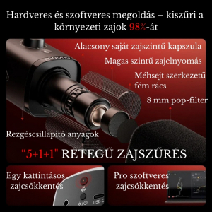 Maono PD100WS Vezet&eacute;k N&eacute;lk&uuml;li Streamer Mikrofon RGB + Tart&oacute;kar Kit- Fekete (PD100WS black)