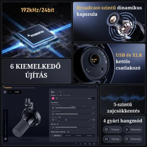 Maono PD300X USB/XLR Dynamic Streamer/Podcast Mikrofon - Fekete (PD300X black)
