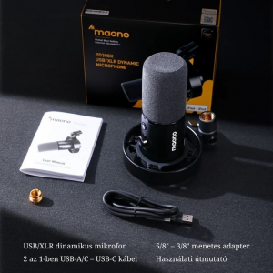 Maono PD300X USB/XLR Dynamic Streamer/Podcast Mikrofon - Fekete (PD300X black)