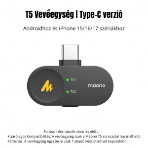 Maono Wave T5 Csiptethető Vezet&eacute;k N&eacute;lk&uuml;li Zajszűrős Mikrofon Kit (WVT5 black)