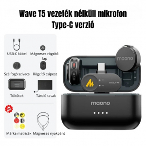 Maono Wave T5 Csiptethető Vezet&eacute;k N&eacute;lk&uuml;li Zajszűrős Mikrofon Kit (WVT5 black)