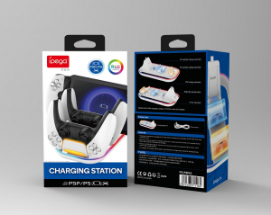 iPega - 3 in 1 T&ouml;ltő&aacute;llom&aacute;s PlayStation Portal &amp; PS5 Dualsense kontrollerekhez RGB (PG-P5P03)