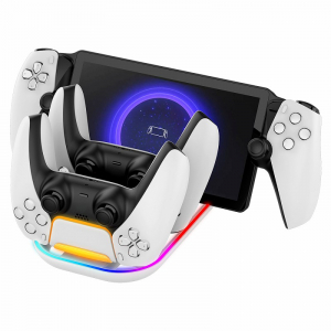iPega - 3 in 1 T&ouml;ltő&aacute;llom&aacute;s PlayStation Portal &amp; PS5 Dualsense kontrollerekhez RGB (PG-P5P03)