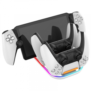 iPega - 3 in 1 T&ouml;ltő&aacute;llom&aacute;s PlayStation Portal &amp; PS5 Dualsense kontrollerekhez RGB (PG-P5P03)