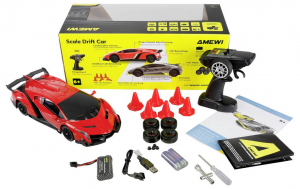 Amewi 1:18 RC modellaut&oacute; Elektro Drift Veneno Drift Car Piros Brushed 4WD RtR 2,4 GHz Akkuval &eacute;s t&ouml;ltők&aacute;bellel, Takar&eacute;kos k&eacute;szlet (21116)