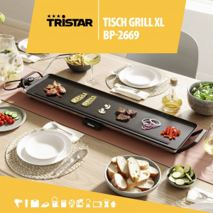 Tristar Slim XL  Elektromos Grillező lap Fekete (BP-2669)