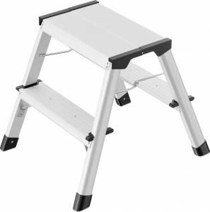 Hailo D60  Alum&iacute;nium Kettős &ouml;sszehajthat&oacute; fell&eacute;pő &Ouml;sszecsukhat&oacute; Munkamagass&aacute;g (max.): 240 cm Ez&uuml;st, Fekete 1.9 kg (4442-701)