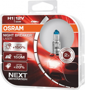 Osram Halog&eacute;n f&eacute;nyforr&aacute;s Night Breaker Laser Next Generation H1 55 W 12 V (64150NL-2HB)