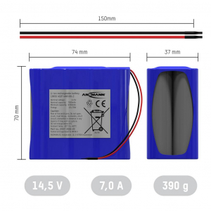 Ansmann 4S2P Akkucsomag Cellasz&aacute;m: 8 Elem- &eacute;s akkum&eacute;ret: 18650 K&aacute;bel L&iacute;tiumion 14.4 V 7000 mAh (2447-3035-20)