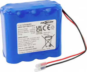 Ansmann 4S2P Akkucsomag Cellasz&aacute;m: 8 Elem- &eacute;s akkum&eacute;ret: 18650 K&aacute;bel L&iacute;tiumion 14.4 V 5100 mAh (2447-3035-50)