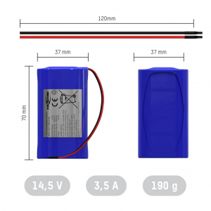 Ansmann 4S1P Akkucsomag Cellasz&aacute;m: 4 Elem- &eacute;s akkum&eacute;ret: 18650 K&aacute;bel L&iacute;tiumion 14.4 V 3500 mAh (2447-3036-20)