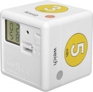 TFA Dostmann Cube Timer Ei Visszasz&aacute;ml&aacute;l&oacute; &oacute;ra Feh&eacute;r, S&aacute;rga digit&aacute;lis (38.2041.07)