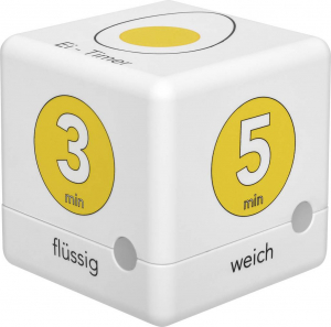 TFA Dostmann Cube Timer Ei Visszasz&aacute;ml&aacute;l&oacute; &oacute;ra Feh&eacute;r, S&aacute;rga digit&aacute;lis (38.2041.07)