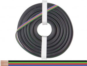 Donau Elektronik Huzal 4 x 0.25 mm2 Fekete, Z&ouml;ld, Piros, K&eacute;k 100 m (419-100)