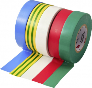 3M Szigetelőszalag Piros, K&eacute;k, Z&ouml;ld, Feh&eacute;r, S&aacute;rga (H x Sz) 20 m x 18 mm 5 db (160)