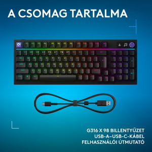 Logitech G316 X 98 mechanikus Gaming US billentyűzet fekete (920-014195)