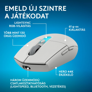 Logitech G305 X SUPERLIGHT vezet&eacute;k n&eacute;lk&uuml;li Gaming eg&eacute;r feh&eacute;r (910-007747)