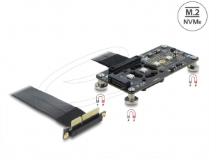 Delock PCI Express 3.0 x4 &ndash; M.2 M kulcsos adapter ventil&aacute;torral &eacute;s 10cm-es k&aacute;bellel (64357)