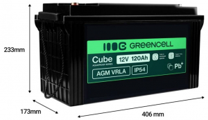 Green Cell &Oacute;lomakku   &Oacute;lom-vlies (AGM) 120 Ah 12 V 1 db (GC-AGM12V120AH-J)
