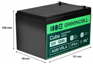 Green Cell &Oacute;lomakku   &Oacute;lom-vlies (AGM) 12 Ah 12 V 1 db (GC-AGM12V12AH-J)