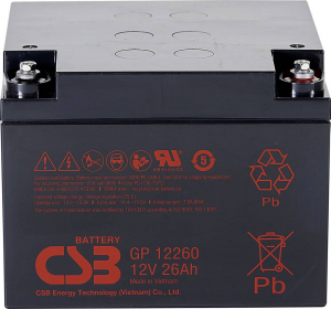 CSB Battery GP 12260 Standby USV &Oacute;lomakku 12 V 26 Ah &Oacute;lom-vlies (AGM) (Sz x Ma x M&eacute;) 166 x 125 x 175 mm M5 csavaros csatlakoz&oacute; Karbantart&aacute;smentes, Kis