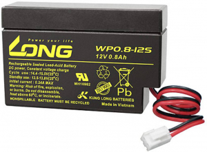 Long &Oacute;lomakku 12 V 0.8 Ah &Oacute;lom-vlies (AGM) (Sz x Ma x M&eacute;) 96 x 62 x 25 mm JST dug&oacute; Kis &ouml;nkis&uuml;l&eacute;s, Karbantart&aacute;smentes (WP0.8-12S)