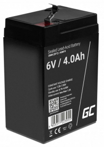Green Cell AGM Battery Lead Acid VRLA - 6V - 4Ah &Oacute;lomakku 6 V 4 Ah &Oacute;lom-vlies (AGM) (Sz x Ma x M&eacute;) 70 x 107 x 47 mm 4,8 mm-es lapos&eacute;rintkezős dug&oacute; Cik