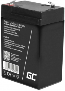 Green Cell AGM Battery Lead Acid VRLA - 6V - 4Ah &Oacute;lomakku 6 V 4 Ah &Oacute;lom-vlies (AGM) (Sz x Ma x M&eacute;) 70 x 107 x 47 mm 4,8 mm-es lapos&eacute;rintkezős dug&oacute; Cik