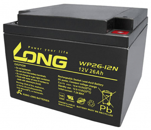 Long &Oacute;lomakku 12 V 26 Ah &Oacute;lom-vlies (AGM) (Sz x Ma x M&eacute;) 166 x 125 x 175 mm M5 csavaros csatlakoz&oacute; Kis &ouml;nkis&uuml;l&eacute;s, Karbantart&aacute;smentes (WP26-12N-M)