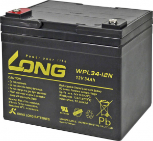 Long &Oacute;lomakku 12 V 34 Ah &Oacute;lom-vlies (AGM) (Sz x Ma x M&eacute;) 197 x 170 x 131 mm M5 csavaros csatlakoz&oacute; Kis &ouml;nkis&uuml;l&eacute;s, Karbantart&aacute;smentes (WPL34-12)