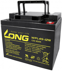 Long &Oacute;lomakku 12 V 45 Ah &Oacute;lom-vlies (AGM) (Sz x Ma x M&eacute;) 199 x 171 x 166 mm M6 csavaros csatlakoz&oacute; Kis &ouml;nkis&uuml;l&eacute;s, Karbantart&aacute;smentes (WPL45-12)