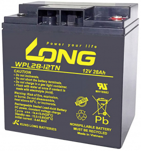 Long &Oacute;lomakku 12 V 28 Ah &Oacute;lom-vlies (AGM) (Sz x Ma x M&eacute;) 166 x 176 x 126 mm M5 csavaros csatlakoz&oacute; Kis &ouml;nkis&uuml;l&eacute;s, Karbantart&aacute;smentes (WPL28-12TN)