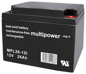 multipower MPL26-12I &Oacute;lomakku 12 V 26 Ah &Oacute;lom-vlies (AGM) (Sz x Ma x M&eacute;) 175 x 125 x 166 mm M5 csavaros csatlakoz&oacute; Karbantart&aacute;smentes, Kis &ouml;nkis&uuml;l&eacute;s (