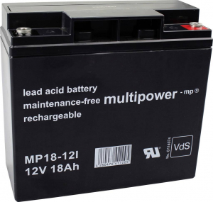 multipower MP18-12I &Oacute;lomakku 12 V 18 Ah &Oacute;lom-vlies (AGM) (Sz x Ma x M&eacute;) 181 x 167 x 76 mm Kontaktp&oacute;lus Karbantart&aacute;smentes, Kis &ouml;nkis&uuml;l&eacute;s, VDS tanus&iacute;tv