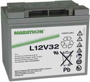 GNB Marathon &Oacute;lomakku 12 V 31.5 Ah  L12V32  &Oacute;lom-vlies (AGM) 198 x 175 x 168 mm Karbantart&aacute;smentes (NALL120032HM0MC)