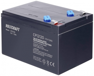 VOLTCRAFT CE12V/12Ah &Oacute;lomakku 12 V 12 Ah &Oacute;lom-vlies (AGM) (Sz x Ma x M&eacute;) 151 x 101 x 98 mm 6,35 mm-es lapos&eacute;rintkezős dug&oacute; Karbantart&aacute;smentes (VC-1271