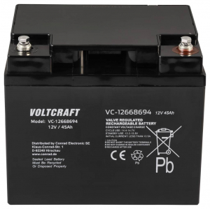 VOLTCRAFT VC-12668694 &Oacute;lomakku 12 V 45 Ah &Oacute;lom-vlies (AGM) (Sz x Ma x M&eacute;) 197.5 x 170 x 165.5 mm Karbantart&aacute;smentes, Kis &ouml;nkis&uuml;l&eacute;s (VC-16623020)