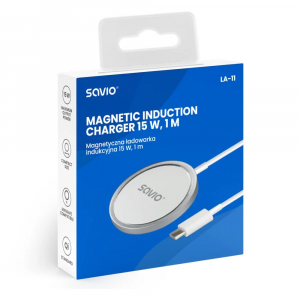 Savio m&aacute;gneses indukci&oacute;s t&ouml;ltő USB-C csatlakoz&oacute;val 15W (LA-11)