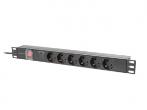 Lanberg PDU 19" 1U 16A 6x 230V 2m rack eloszt&oacute; fekete (PDU-06F-0200-BK)
