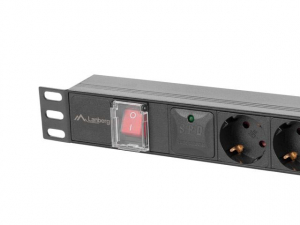 Lanberg PDU 19" 1U 16A 6x 230V 2m rack eloszt&oacute; fekete (PDU-06F-0200-BK)