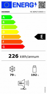 HEINNER alulfagyaszt&oacute;s be&eacute;p&iacute;thető hűtőszekr&eacute;y feh&eacute;r (HC-BIM271INVE++)
