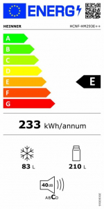 HEINNER alulfagyaszt&oacute;s hűtőszekr&eacute;ny feh&eacute;r (HCNF-HM293E++)