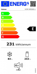 HEINNER alulfagyaszt&oacute;s hűtőszekr&eacute;ny feh&eacute;r (HCNF-HM326E++)